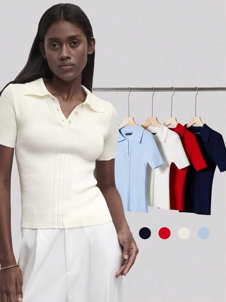 BizChic Suéter de Tricô Elegante Feminino com Gola e Meia Abertura, Versátil para Transporte Urbano, Negócios e Uso Casual - Damasco - Visão 10