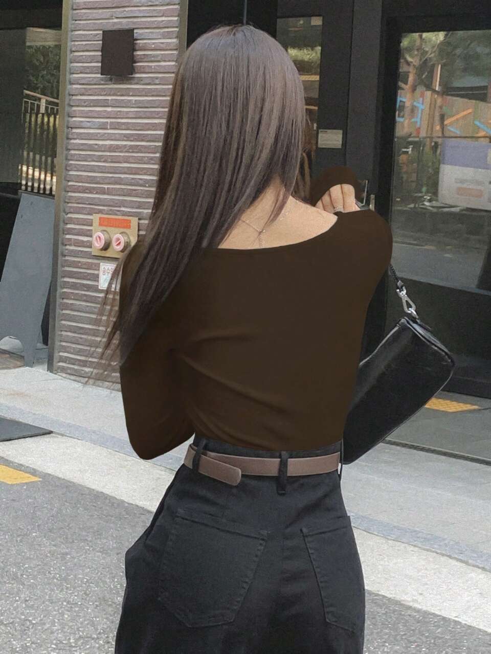 Women's Solid Color Sweetheart Collar Long Sleeve Slim Fit Basic T-Shirt, Spring/Autumn Summer Going Out Tops