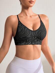 Easithlete 女士无缝高弹力运动背心，带字母印花，健身上衣，健身背心 - 彩色 - 查看 6