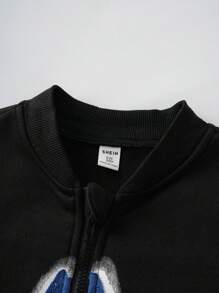 Tween Boys Star Patched Zipper Up Jacket, Autumn/Winter - Black - View 7