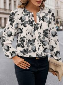 Glamance RITA PIRES PATTERN Áo cánh nhiều màu cho nữ dài tay, in họa tiết thường ngày, trơn, hoa, cây cối, trang phục mùa hè cho nữ, áo mùa hè đi chơi - Nhiều màu - Xem 5