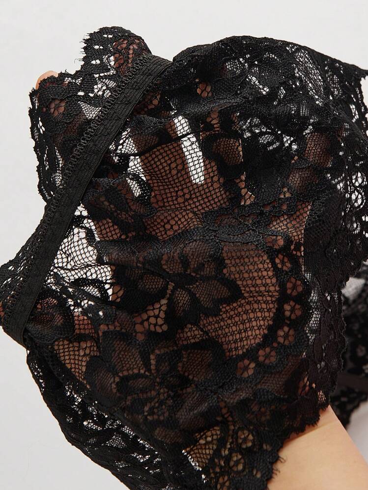 อุปกรณ์แถบรัดต้นขาลูกไม้อย่างเซ็กซี่สำหรับสตรี - สีดำ - ดู 5