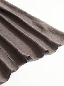 Mulvari Plus Size Casual Solid Color Ruffle Hem Front Zipper Jacket, Autumn - Grey - View 8