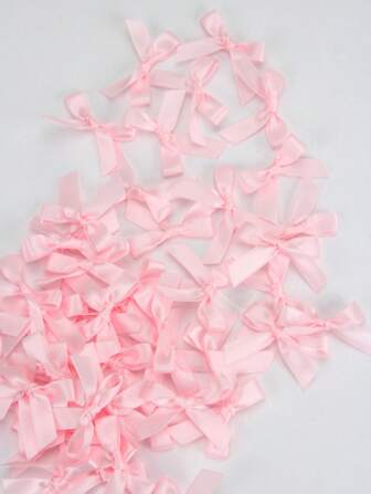 50Pcs/Pack Colorful Ribbon Bows Gift Packaging Decoration Handicraft Card Decoration, Hair Accessories, Jewelry Bows, Wedding Party Decoration, Christmas Decor, Room Decor, Home Decor-Pink Christmas For Holiday Gift Giving Valentine's Day