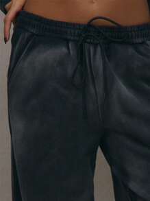 MUSERA Distressed Washed Wide Leg Sweatpants Vacation - Black - View 4