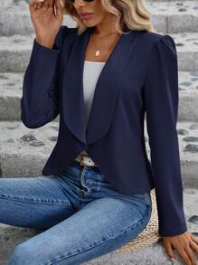 SHEIN LUNE Casual Simple Apricot Collar Work Wear Women Blazer, Summer