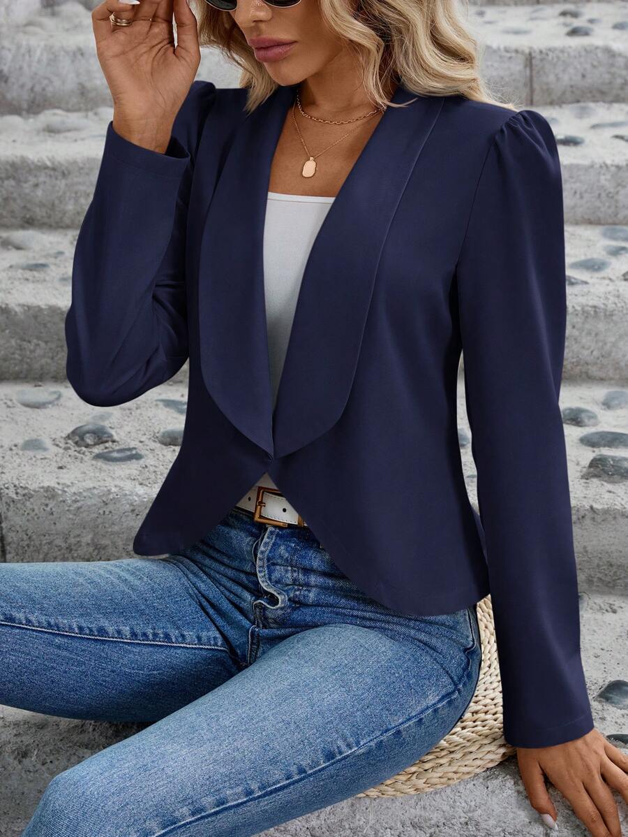 SHEIN LUNE Casual Simple Apricot Collar Work Wear Women Blazer, Summer