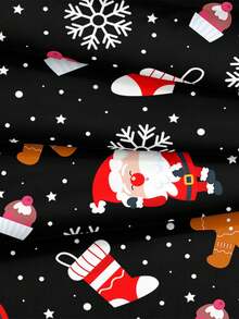 1 tấm ga trải giường in kỹ thuật số theo chủ đề ông già Noel thoáng khí và thoải mái, đế màu đen, thích hợp làm quà tặng ngày lễ, trang trí nhà cửa, phòng ngủ, mọi mùa - màu đen - Xem 7