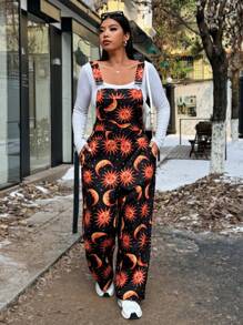 Flirla Bộ đồ liền thân in họa tiết túi dây đeo rộng rãi cỡ lớn, thiết kế đơn giản và giản dị, dành cho mùa đông - Nhiều màu - Xem 8