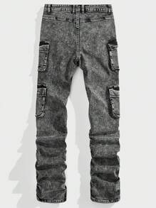 Forever 21 Quần Jeans Nam Phong Cách Đường Phố Cao Cấp Có Nắp Túi Gấp Thu/Đông - Màu Xám nhạt - Xem 2