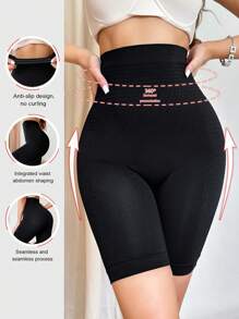 Prendas moldeadoras para mujer, shorts de control de abdomen de alta elasticidad, pantalones de yoga - Negro - Ver 2