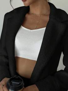Firerie Women Fall Casual Cape Sleeve Button Decor Jacket - Black - View 6