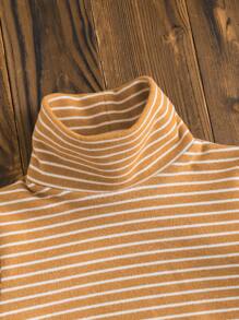 SHEIN 3pcs/Set Baby Girl Toddler All-Match Striped Turtleneck Fleece Long Sleeve T-Shirt Tops, Soft & Warm, For 0-3 Years Old, Autumn/Winter