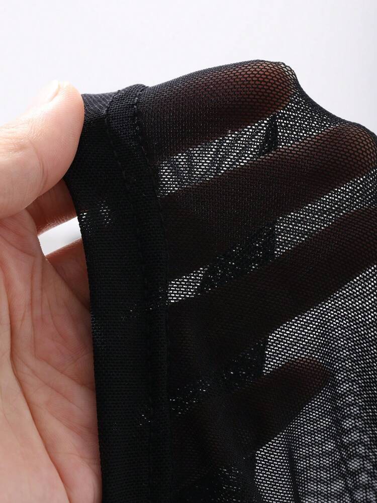 Women Sexy Sheer Mesh Stand Collar Slim Fit Long Sleeve Blouse Going Out Tops,Fall Women Clothes