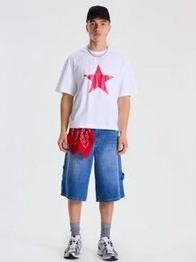 Musero Men Star Graphic Crew Neck Top