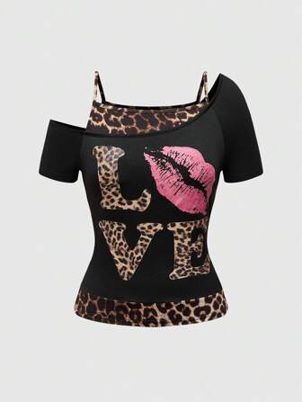 Grunge Punk Grunge Guitar Graphic Tee, Lightweight Oversized Contrast Color Dropped Shoulder Rock Music Festival T-Shirt For Women