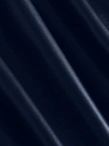 女士秋冬休闲纯色裹身褶饰紧身迷你裙 - 藏蓝色 - 查看 5