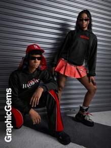 Sudadera con capucha de manga larga casual con estampado de letras para adolescentes varones