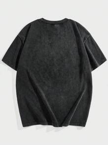 Manfinity RebelGame Męska koszulka z krótkim rękawem i okrągłym dekoltem w stylu vintage z nadrukiem w stylu casual, prezent dla chłopaka, na wyjście