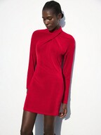 SHEIN Maija Women's Christmas Collared Overlap Detail Red Mini Dress, Suitable For Autumn/Winter