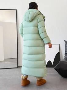 RueChic ASPEN Women's Mountain Trekking Hooded Padded Long Winter Coat - Green - View 2