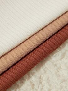 SHEIN 3 件套幼儿女童休闲百搭经典百搭简约优雅立领长袖上衣，柔软针织面料适合外出、家居服和秋冬季