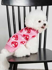PETSIN 1pc Cute Pink Mushroom Design Pet Dog Sweater, Warm And Cozy - Multicolor - View 2