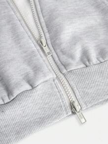 SHEIN Girlism Teen Girl Gray Hooded Two-Piece Set, Double-Zipper Jacket With Straight-Leg Loose Pants, Collegiate Style Set, Suitable For Back To School, Street Wear