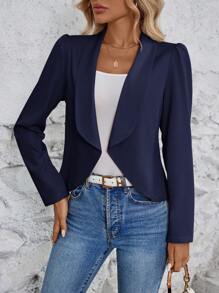 SHEIN LUNE Casual Simple Apricot Collar Work Wear Women Blazer, Summer