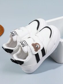 1 双可爱熊头印花儿童休闲运动鞋 - 黑色 - 查看 4