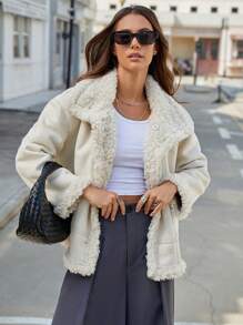 Aveloria Affinna Vintage High-End Double-Faced Sherpa Jacket, Thicken Fleece Padded Women Streetwear, Autumn/Winter Fall Cloth For Women