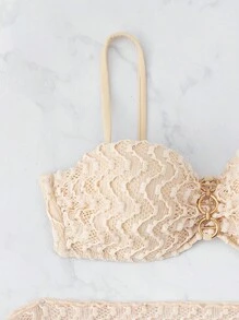 3pcs/Set Women's Padded Bikini Set With Cover-Up Mini Skirt, Sexy Beachwear Suit Summer