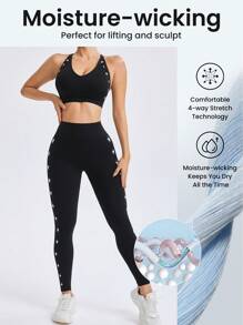 Seamless High Stretch Tie-Dye Sports Set (Random Print) - Black - View 4