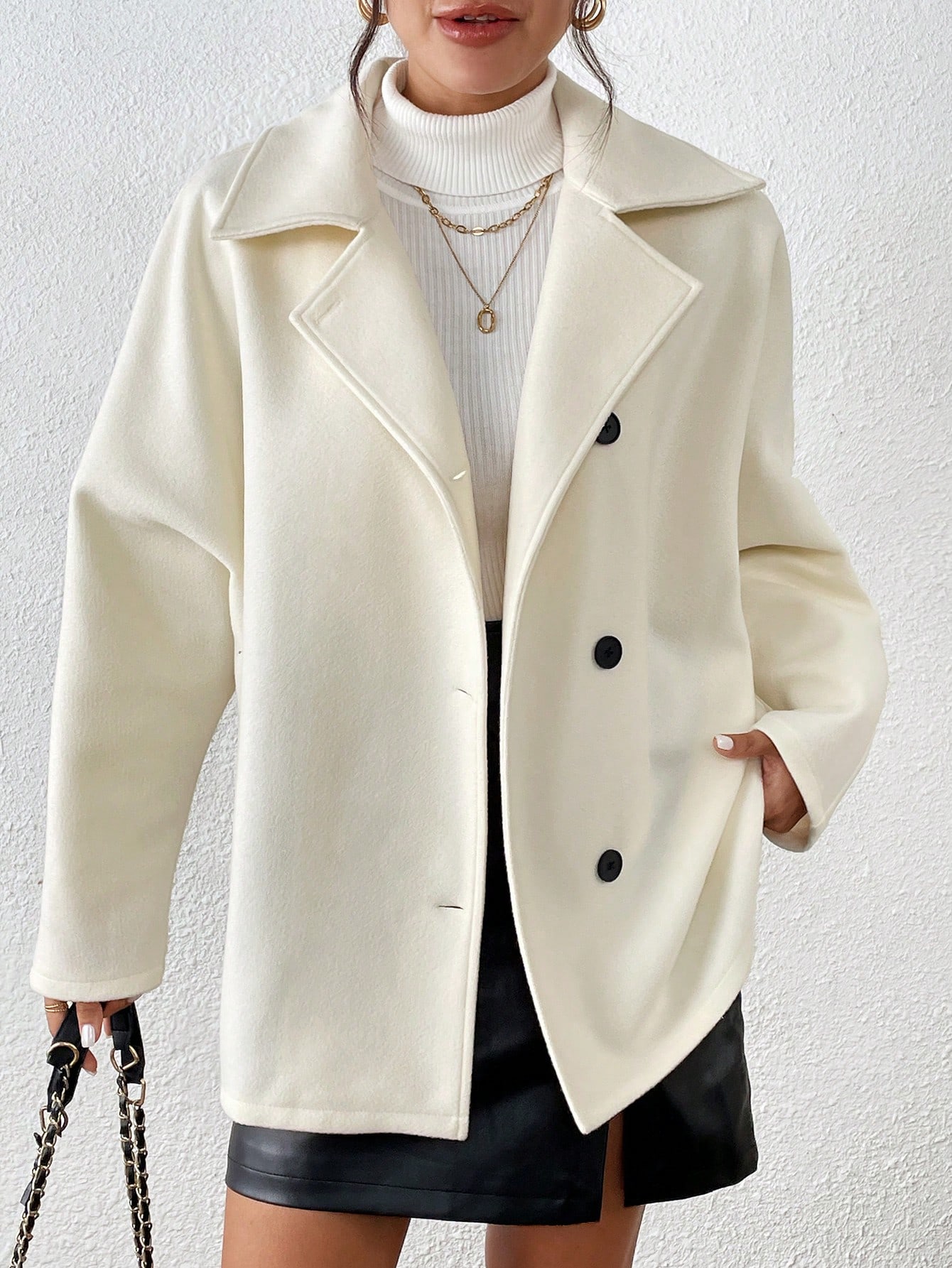 Chiquease معطف كاجوال بسيط للنساء بازرار أمامية وأ...