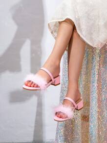 1 Pair Fashion Elegant Luxury Girl High Heel Slides - Pink - View 2