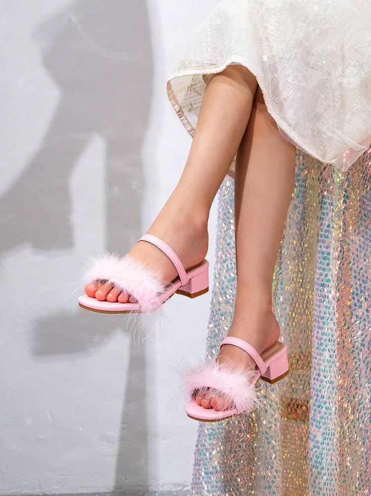 1 Pair Fashion Elegant Luxury Girl High Heel Slides - Pink - View 2