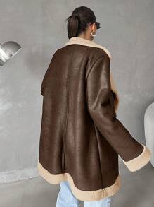 EURMUSE 女士休闲日常双排扣大衣，保暖内衬，秋冬款