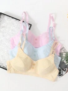 3件套简约纯色时尚百搭文胸，适合年轻女性