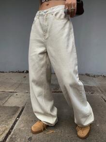 DAZY Women Solid White Casual Loose Fit Jeans - White - View 4