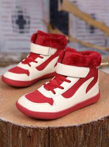 Toddler Boys' Winter Warm Casual High Top Thicken Lining Running Sports Shoes - Burgundy - View 1