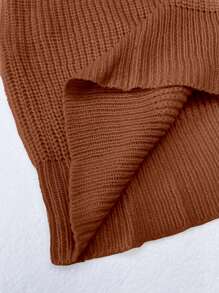 Celure 加大码 V 领纽扣长袖时尚宽松开衫，棕色女式开衫，冬季 - 咖啡棕 - 查看 5