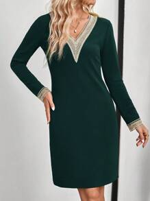 EMERY ROSE Váy ngắn cho nữ, Váy cho Lễ Tạ ơn, Trang phục cho nữ mùa đông, Trang phục Halloween cho nữ, Váy dạ hội màu đen, Váy mùa đông, Quần áo mùa thu cho nữ, Trang phục mùa thu cho nữ, Váy dự tiệc cho nữ, Váy mùa thu, Váy dài tay màu đen, Váy Halloween - Màu xanh lá cây đậm - Xem 7