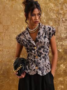 COSMINA Women's Fashion Splatter Print Wide Strap Jacket For Autumn - Multicolor - View 6