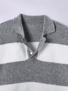 SHEIN Jersey holgado de punto de color contrastante casual para niños adolescentes, adecuado para otoño, invierno, cálido, casual, escuela, hogar, uso diario, deportes, simple y versátil