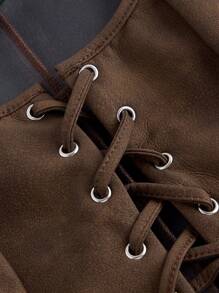 SHEIN MOD Women's Vintage Eyelet Lace-Up Camisole Top, Summer