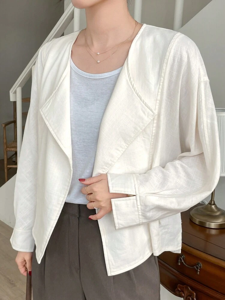 Women's Oversized Lapel Regular Fit Jacket Linen,Fall Clothes