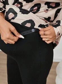 SHEIN Maternity Women Knitted Loose Long Sleeve T-Shirt & Skinny Leggings, Leggings Two-Piece Set