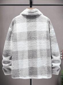 Manfinity Homme 男士水牛格纹翻盖口袋大衣