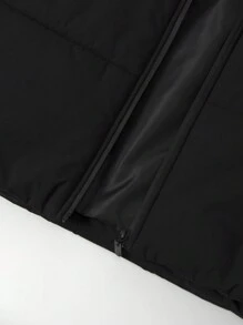 Manfinity Homme Abrigo acolchado casual con cremallera de manga larga y unicolor, talla grande para hombre, invierno