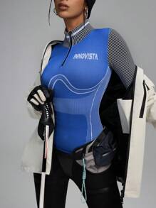 Innovista Innovista 女士无缝撞色长袖拉链短款卫衣，透气速干网眼拼接运动上衣，防摩擦吸湿排汗，适合跑步、骑行、高强度间歇训练、有氧运动、CrossFit、网球、高尔夫、板式运动等户外运动，秋冬季运动休闲服，适合办公室、健身房、居家办公等日常穿着，舒适透气，罗纹拼接设计，实用时尚，蓝白黑配色，简约清新，适合日常穿搭，适合 Reels，适合职场妈妈、健身爱好者、运动套装、健身套装、情人节必备单品、滑雪保暖层、秋冬季运动服。 - 藍色 - 查看 3